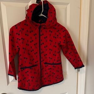 Kids Red Cherry Print Hooded Rain Jacket